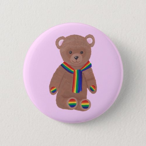 Teddy Bear Rainbow Scarf and Paws Gay Buttons