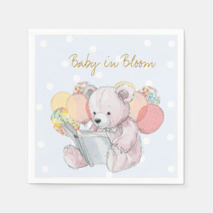 Teddy Bear reading a book Baby in Bloom Napkins