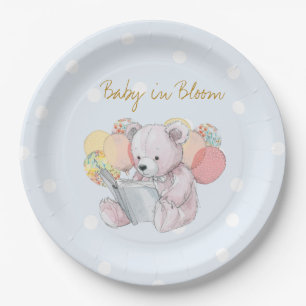 Teddy Bear reading a book Baby in Bloom Paper Plates