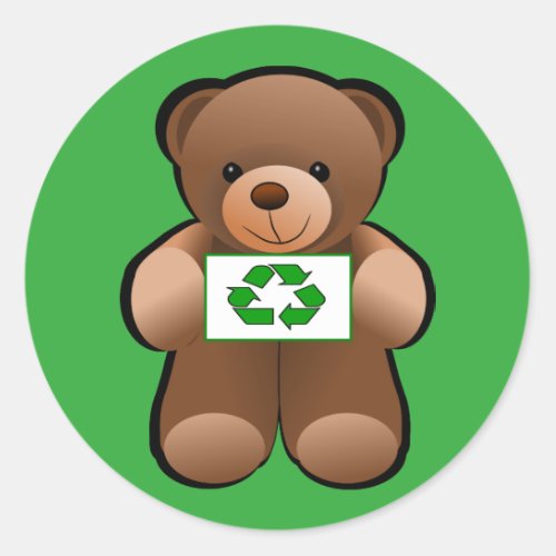 Teddy Bear Recycle Symbol Design Classic Round Sticker