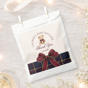 Teddy bear red Bow Preppy Thank you Favor Bag