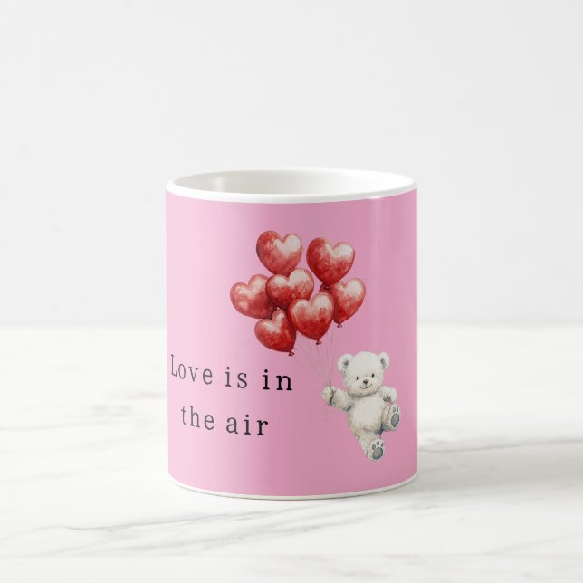 Teddy Bear Red Heart Balloons Coffee Mug (Center)