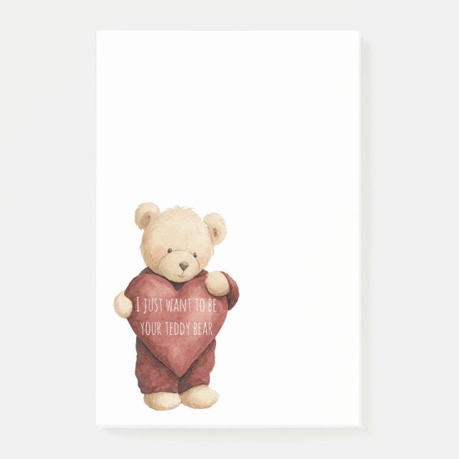 Teddy Bear Red Heart Post-it Notes (Front)