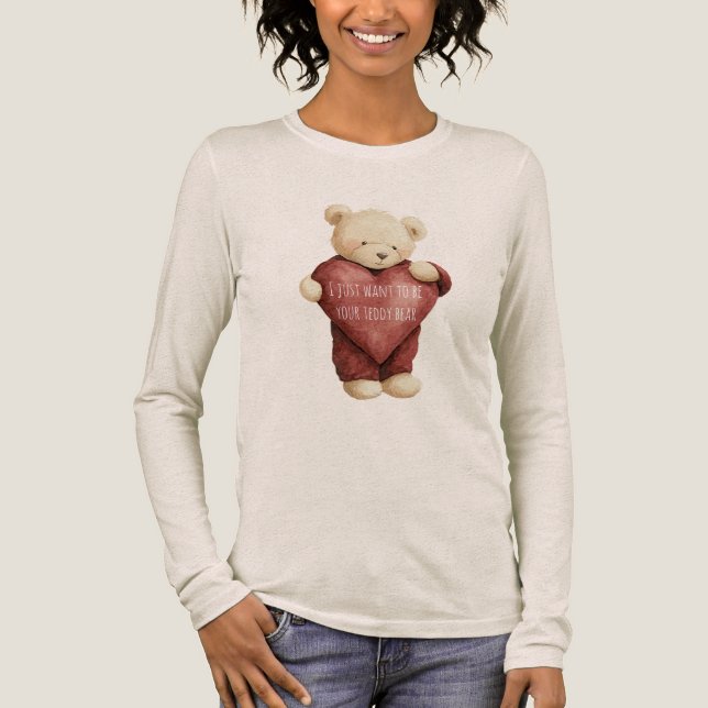 Teddy Bear Red Heart Tri-Blend Shirt (Front)