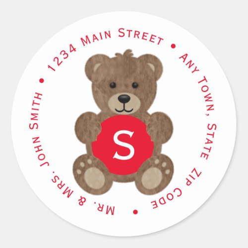  Teddy Bear Return Address Round Sticker