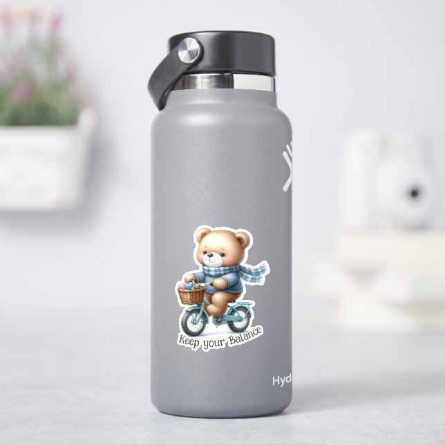 Teddy Bear riding a Bicycle Sticker (HydroFlask)