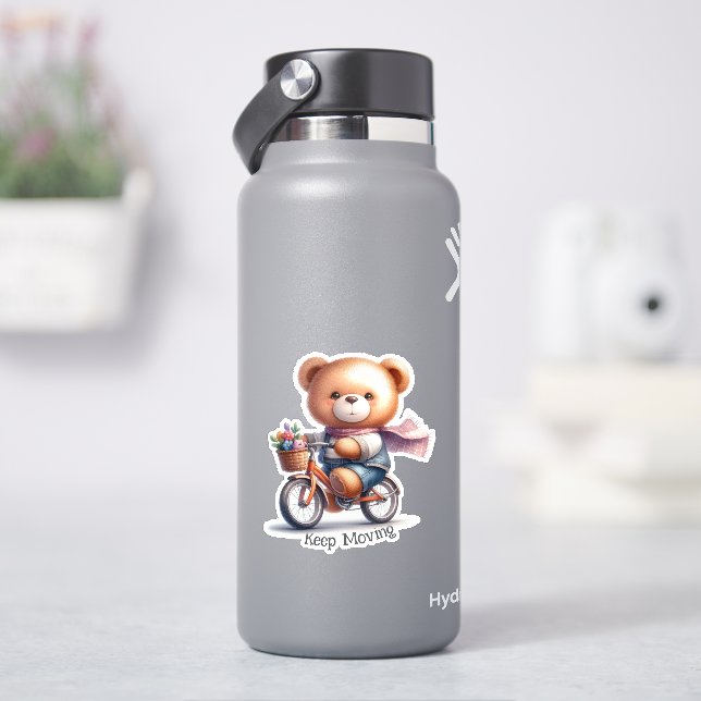 Teddy Bear riding a Bicycle Sticker (HydroFlask)