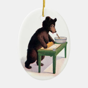 Teddy Bear Rolling Dough for Biscuits Ceramic Ornament