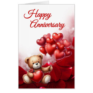 Teddy Bear Romantic Keepsake Anniversary Jumb Card