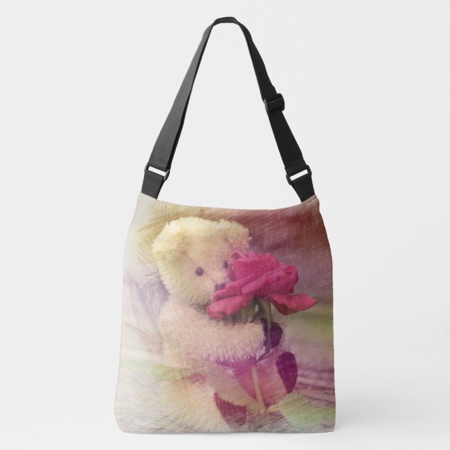 Teddy Bear Rose Crossbody Bag (Front)