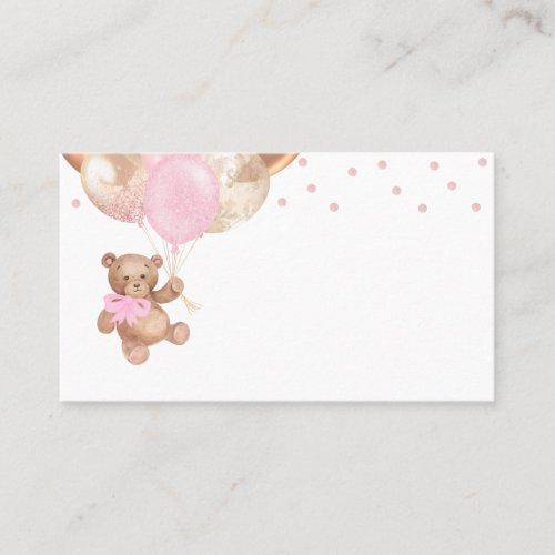 Teddy Bear Rose Gold Balloons Baby Shower  Place Card