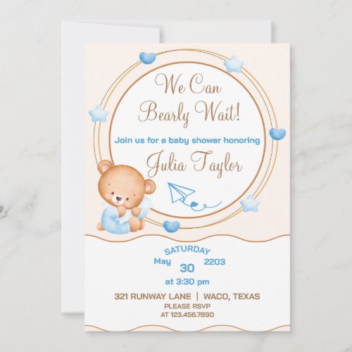 Teddy Bear Sage  Baby Shower Invitation