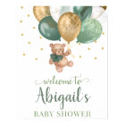Teddy Bear Sage Green Welcome Baby Shower