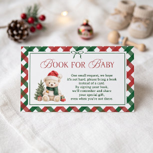 Teddy Bear Santa Baby Shower Book For Baby Enclosure Card