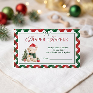 Teddy Bear Santa Baby Shower Diaper Raffle Enclosure Card