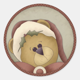 Teddy Bear Santa Christmas Holiday Stickers