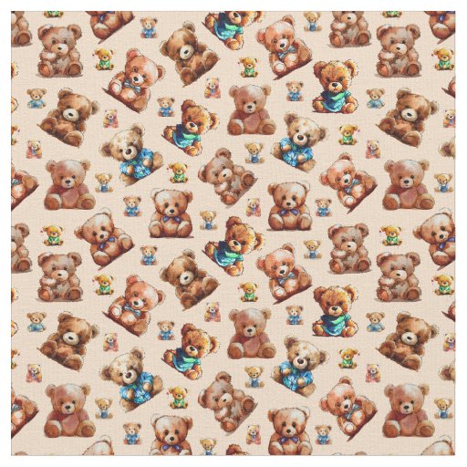 Teddy Bear Seamless Pattern for Kids Fabric