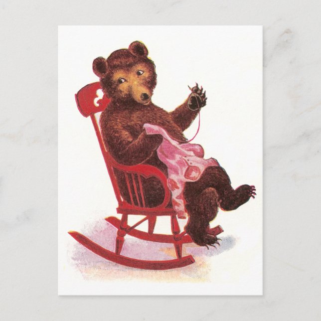 Teddy Bear Sewing Clothes Postcard (Front)