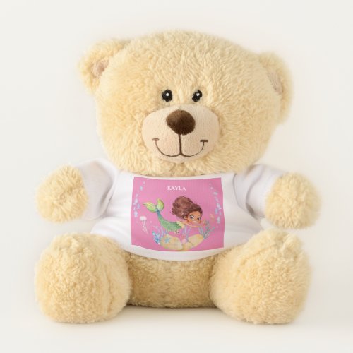 Teddy Bear shirt Mermaid playing with the seahorse