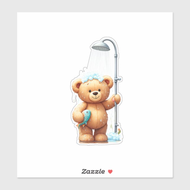 Teddy Bear Shower Sticker (Sheet)