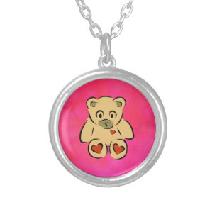 Teddy Bear Silver Plated Necklace