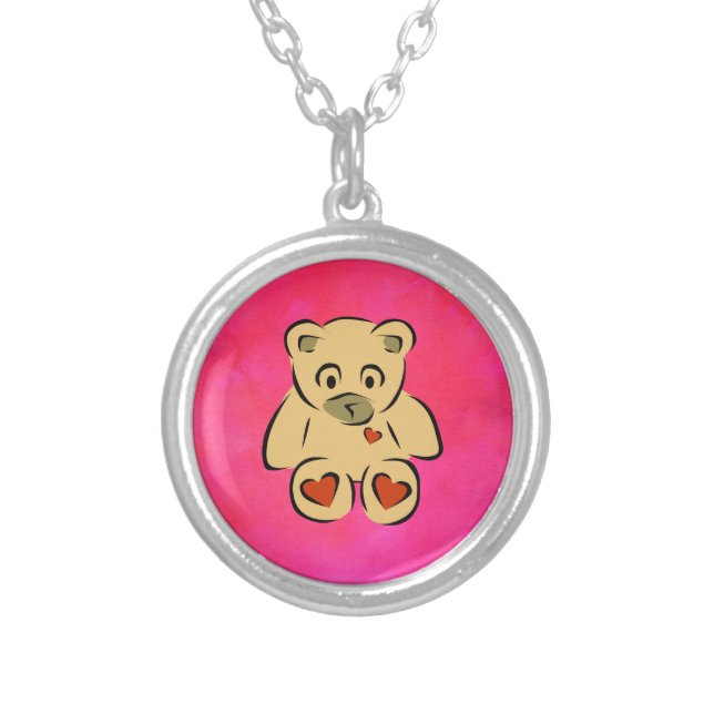 Teddy Bear Silver Plated Necklace (Front)