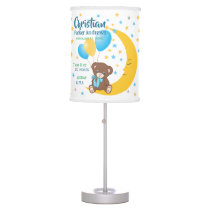Teddy Bear Sitting on the Moon Baby Birth Stats Table Lamp
