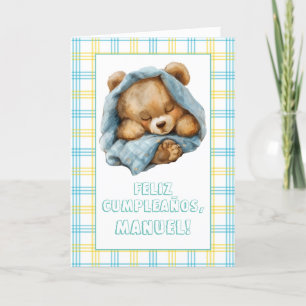 Teddy Bear Sleeping #16 Happy Birthday Card