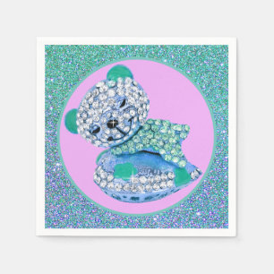 Teddy bear sleeping beauty diamond cute pink blue napkins