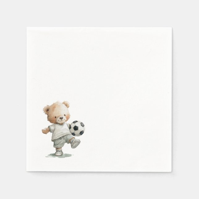 Teddy Bear Soccer Baby Shower  Napkins (Front)