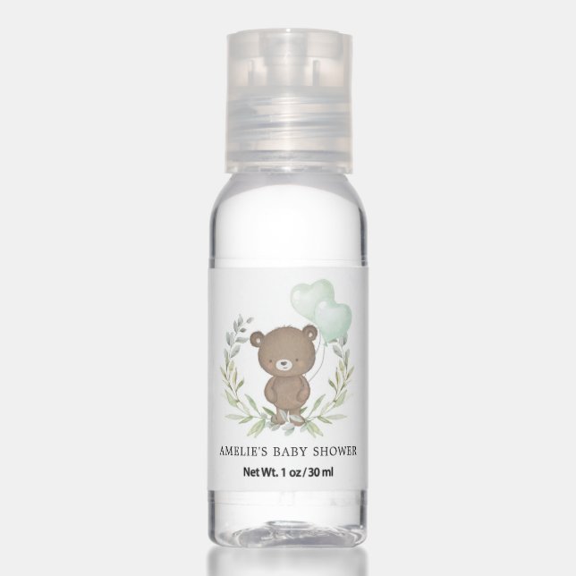 Teddy Bear Soft Eucalyptus Greenery Party Favors Hand Sanitizer (Front)
