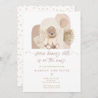 Teddy Bear Some Beary Cute Boho Baby Shower Invitation