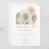 Teddy Bear Some Beary Cute Boho Baby Shower Invitation