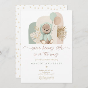 Teddy Bear Some Beary Cute Boho Baby Shower Invitation