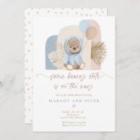 Teddy Bear Some Beary Cute Boho Baby Shower  Invitation