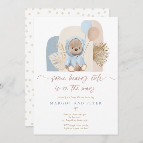 Teddy Bear Some Beary Cute Boho Baby Shower  Invitation