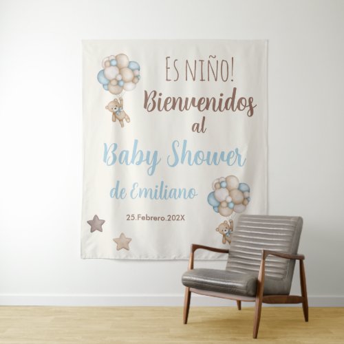 Teddy Bear Spanish Baby Shower Boy Tapestry