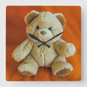 Teddy bear square wall clock