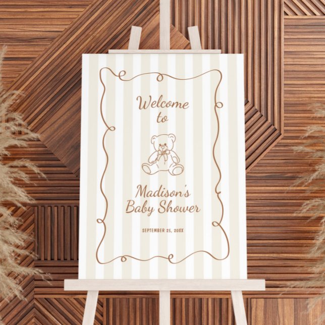 Teddy Bear Squiggle Frame Baby Shower Welcome Foam Board (Creator Uploaded)