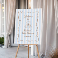 Teddy Bear Squiggle Frame Baby Shower Welcome