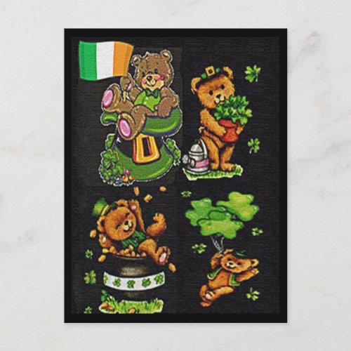 Teddy Bear St Patricks Day Collection Postcard