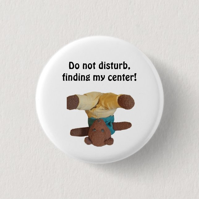Teddy bear standing on it's head button (Front)