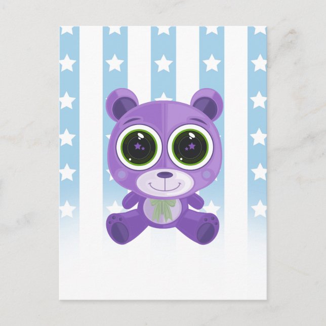 Teddy Bear - Star Eye Purple Postcard (Front)