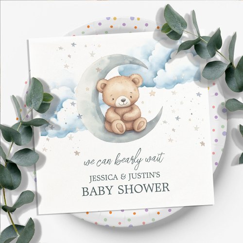 Teddy Bear Stars and Moon Baby Shower Napkins