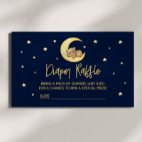 Teddy Bear Stars Baby Shower Diaper Raffle Card