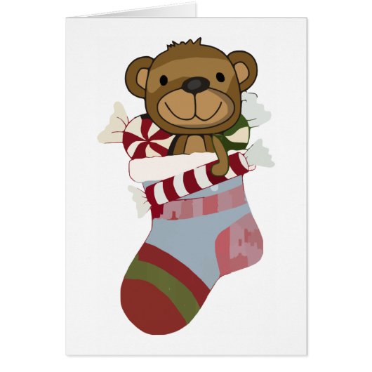 Teddy Bear Stocking Greeting Card (Front)