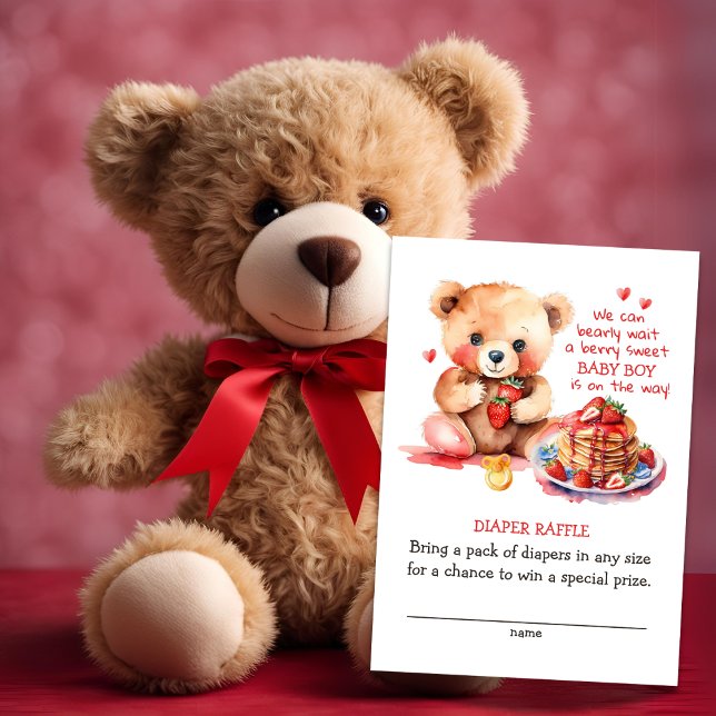 Teddy Bear Strawberry Pancake Brunch Diaper Raffle Enclosure Card (Creator Uploaded)