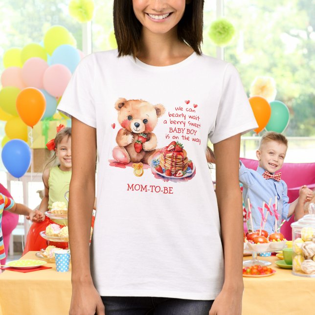 Teddy Bear Strawberry Pancake Brunch Mom-To-Be T-Shirt (Creator Uploaded)