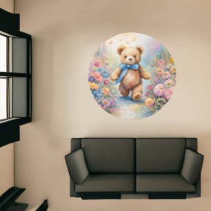 Teddy bear strolling In a Pastel Garden Rug