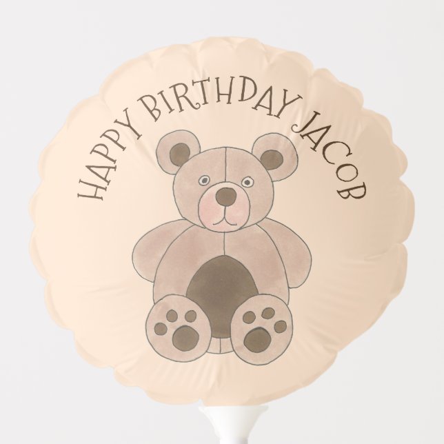 Teddy Bear Stuffed Animal Picnic Birthday Party Balloon (Front)